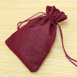 Dark Red Jute Bags Wedding Favors Gift Drawable Jewelry Bag 10pcs