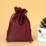 Dark Red Jute Bags Wedding Favors Gift Drawable Jewelry Bag 10pcs