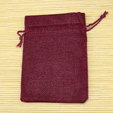 Dark Red Jute Bags Wedding Favors Gift Drawable Jewelry Bag 10pcs