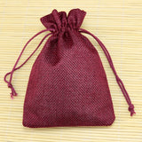 Dark Red Jute Bags Wedding Favors Gift Drawable Jewelry Bag 10pcs