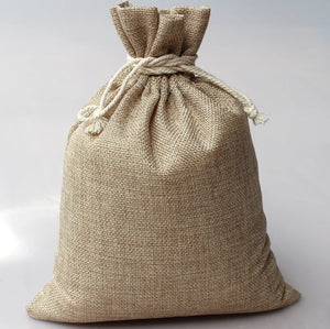 10 Vintage Jute Sack Drawstring Gift Bags - Jewelry/Wedding/Christmas/Birthday