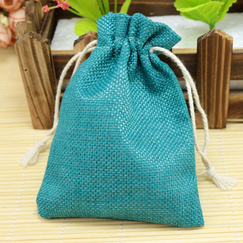 10pcs Lake Jute Bags Wedding Gift Drawable Jewelry Bag Pouch