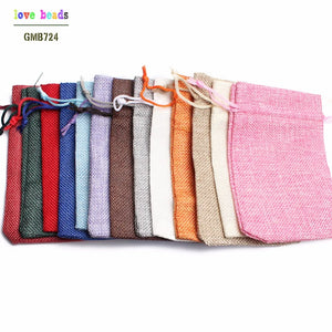 10*14cm Mini Burlap Jute Drawstring Gift Jewelry Pouches Bags 10pcs