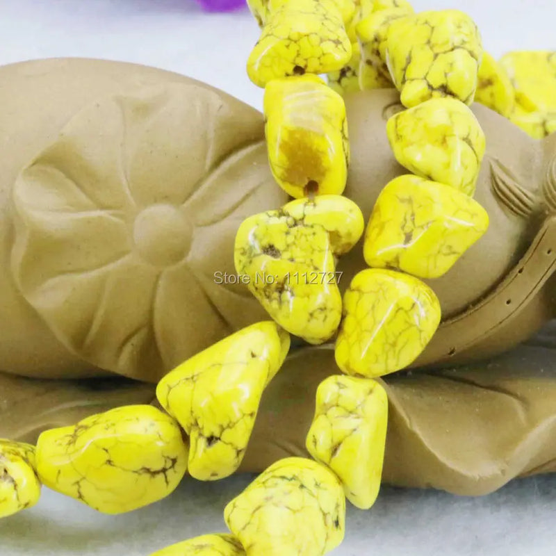 Irregular Yellow Turkey Howlite Chalcedony Loose Beads Stone DIY Howlite