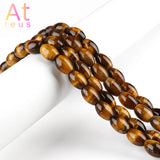 Barrel Shape Tiger Eye Agates Beads Round Druzy Stone