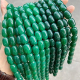 Green Agate Barrel Shape Beads 10x14mm for DIY Jewelry Making