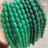 Green Agate Barrel Shape Beads 10x14mm for DIY Jewelry Making