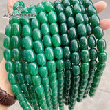 Green Agate Barrel Shape Beads 10x14mm for DIY Jewelry Making