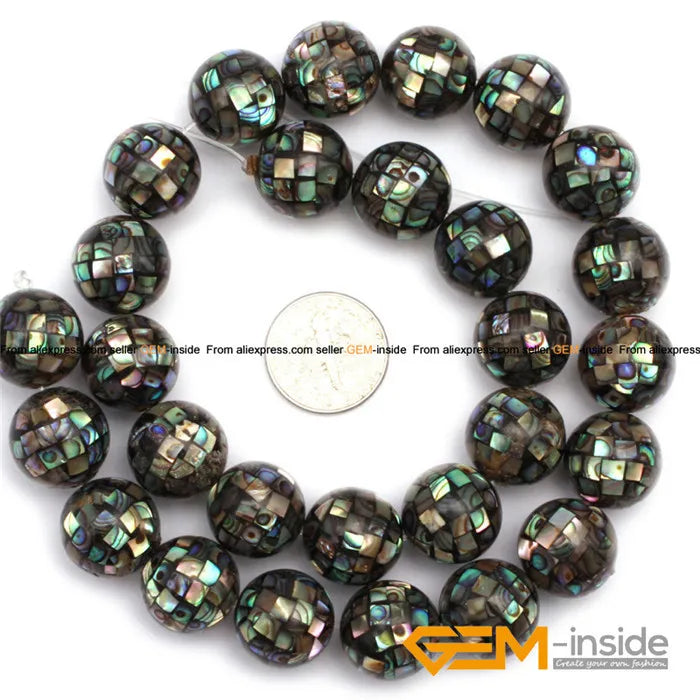 10 14mm Abalone Shell Round Beads for Jewelry Making 6 Pcs 12Pcs DIY