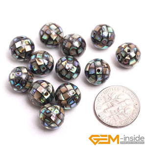 10 14mm Abalone Shell Round Beads for Jewelry Making 6 Pcs 12Pcs DIY