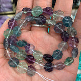 10-14mm Fluorite Stone Beads 15'' Carved Four Leaf Clover DIY Loose Beads