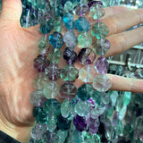 10-14mm Natural Fluorite Stone Beads Carved Four Leaf Clover DIY Loose Beads