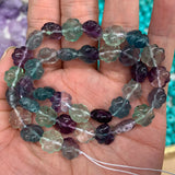 10-14mm Fluorite Stone Beads 15'' Carved Four Leaf Clover DIY Loose Beads