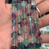 10-14mm Fluorite Stone Beads 15'' Carved Four Leaf Clover DIY Loose Beads