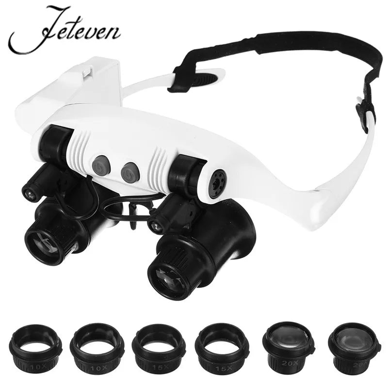 10/15/20/25X Lens Magnifying Glass LED Lamp Watch Repair Tool