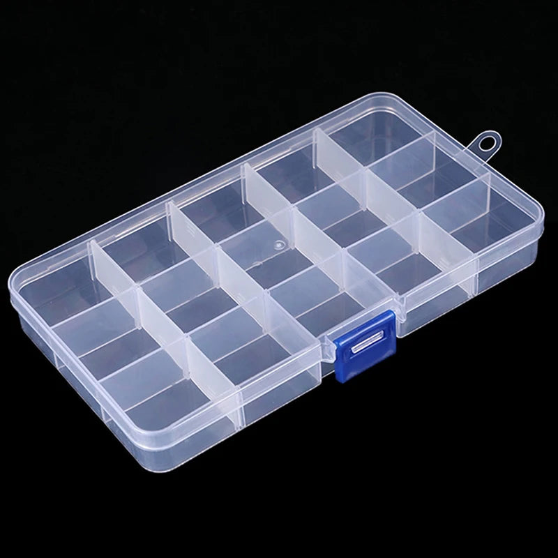 Grids Transparent Jewelry Storage Box Adjustable Compartment Container