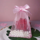 Hot Pink Pearl Earrings Necklace Mesh Bag & Ladies Cosmetic Pouches - 50Pcs