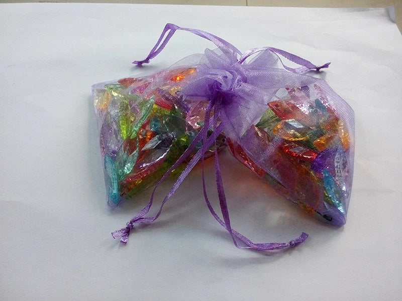 50pcs Purple Organza Gift Bags 10*15cm - Wedding/Christmas/Birthday Yarn Bag