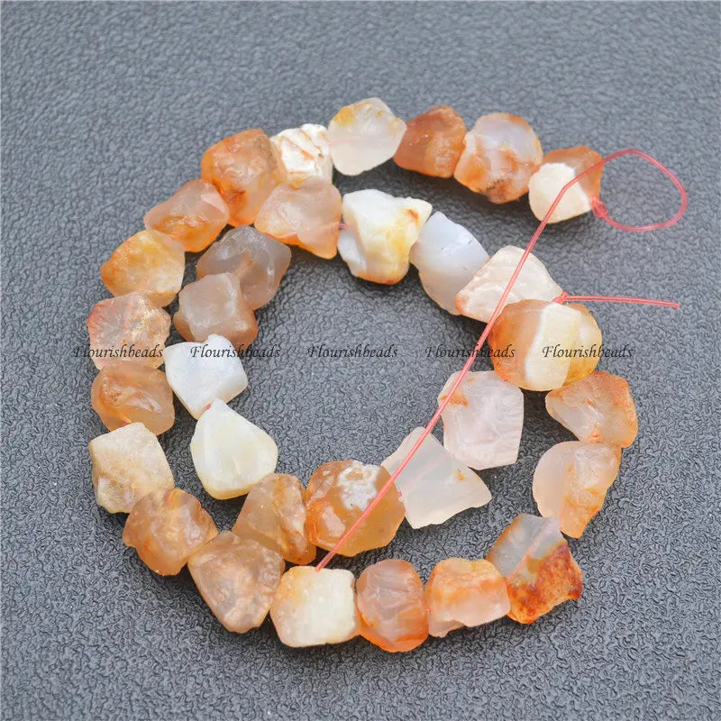 10-15mm Red Agate/Quartz/Green Aventurine Rough Beads 1 Strand