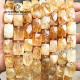 Faceted Citrine Amethyst Crystal Beads - Square Shape Loose Bead