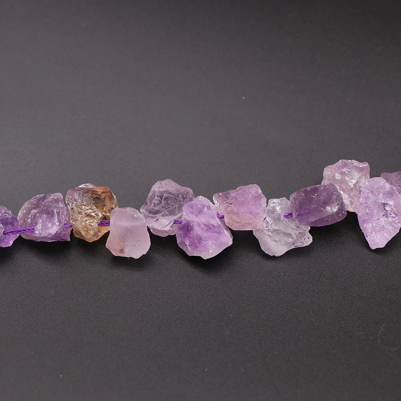 Natural Irregular Raw Stone Rough Lapis Amethysts Crystal Beads DIY Necklace