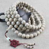Tibetan Buddhism Camphor Wood 108 Beads Necklace Rosary Paint No Wax
