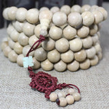 Tibetan Buddhism Camphor Wood 108 Beads Necklace Rosary Paint No Wax