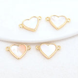 14K Brass Shell Heart Butterfly 2 Holes Charms Pendants