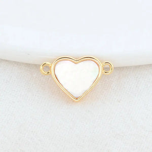 14K Brass Shell Heart Butterfly 2 Holes Charms Pendants