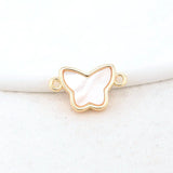 14K Brass Shell Heart Butterfly 2 Holes Charms Pendants
