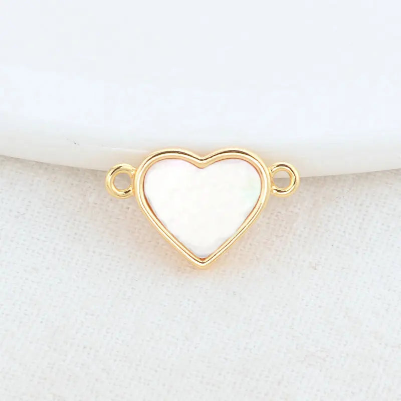 14K Brass Shell Heart Butterfly 2 Holes Charms Pendants