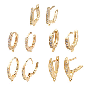 Brass CZ Huggie Hoop Earring Findings Golden DIY Earrings Making