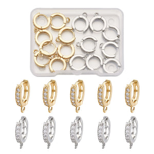 Brass CZ Huggie Hoop Earring Findings Golden DIY Earrings Making