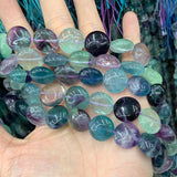 10-16mm Natural Fluorite Stone Beads 15'' Coin DIY Spacer Loose Beads