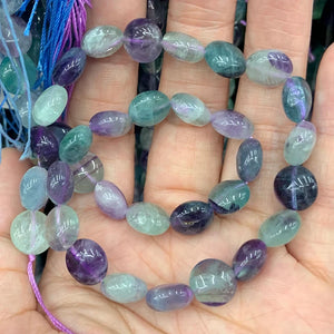 10-16mm Natural Fluorite Stone Beads 15'' Coin DIY Spacer Loose Beads