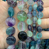 10-16mm Natural Fluorite Stone Beads 15'' Coin DIY Spacer Loose Beads