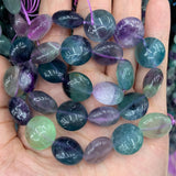10-16mm Natural Fluorite Stone Beads 15'' Coin DIY Spacer Loose Beads