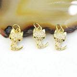 Colorful CZ Cat Shape Accessories, 20pcs Gold Plated CZ Pendant