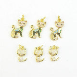 Colorful CZ Cat Shape Accessories, 20pcs Gold Plated CZ Pendant
