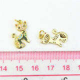 Colorful CZ Cat Shape Accessories, 20pcs Gold Plated CZ Pendant