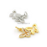 Micro Pave Clear CZ Butterfly Charms for DIY Bracelets or Necklaces