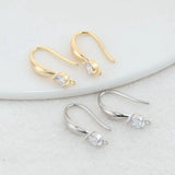 14K Plated Zircon Stud Earring Hooks for Jewellery Making
