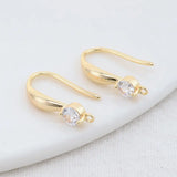 14K Plated Zircon Stud Earring Hooks for Jewellery Making