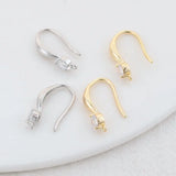 14K Plated Zircon Stud Earring Hooks for Jewellery Making