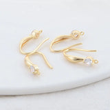 14K Plated Zircon Stud Earring Hooks for Jewellery Making