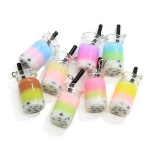 Mini Glass Bottle Milky Tea Craft Drop Earring Making Diy Accessory