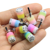 Mini Glass Bottle Milky Tea Craft Drop Earring Making Diy Accessory