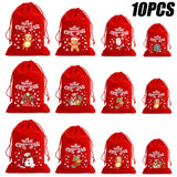 Christmas Drawstring Velvet Bags Red Candy Biscuits Pouch Boutique Jewelry Packa