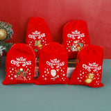 Christmas Drawstring Velvet Bags Red Candy Biscuits Pouch Boutique Jewelry Packa