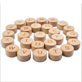 15mm Natural Wood Beads Round Letter Number Alphabet Beads DIY Jewelry Making